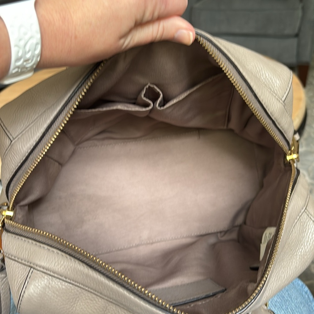 Marc Jacobβs Calfskin Recruit Bauletto Satchel Purse Bag Mink Gray - Picture 11 of 14